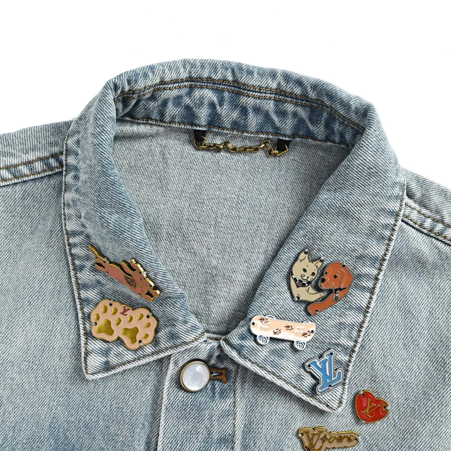 Louis Vuitton/Louis Vuitton hardware leather skateboard denim jacket